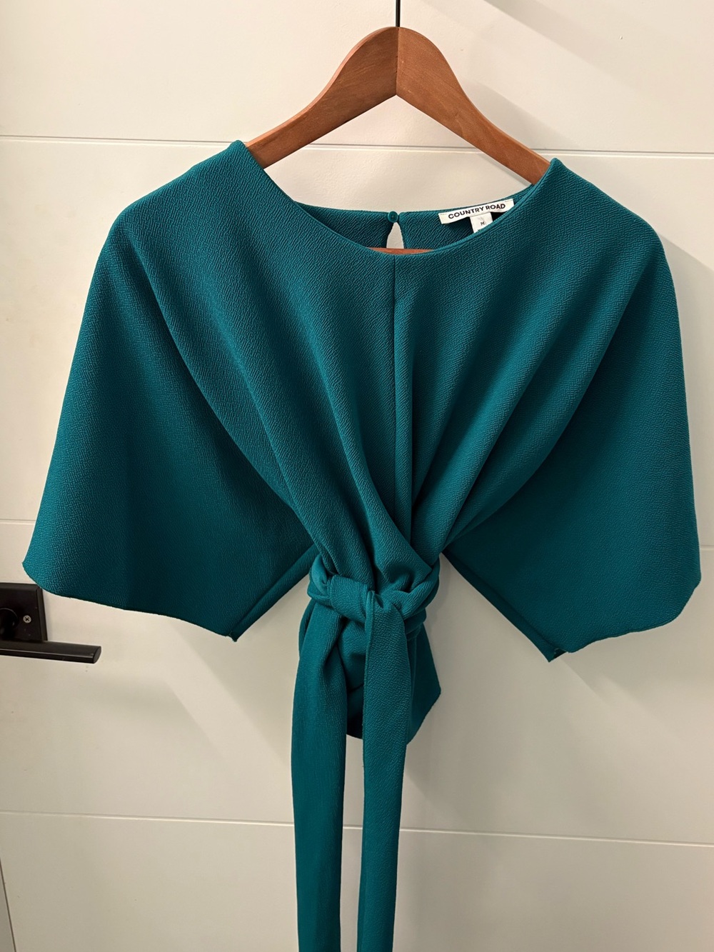 Country Road Emerald Tie-Front Blouse